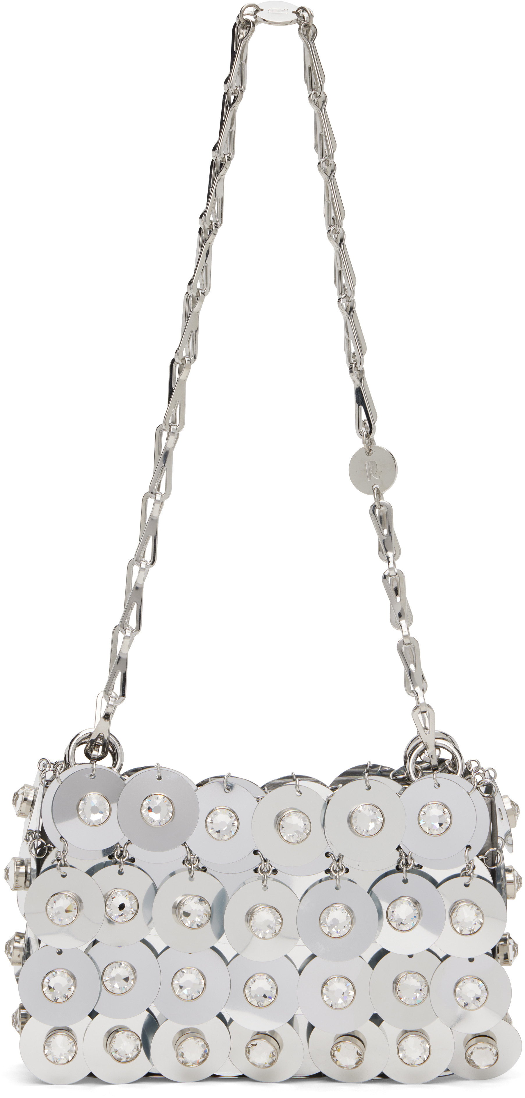 Rabanne Silver Sparkle Discs Bag | SSENSE