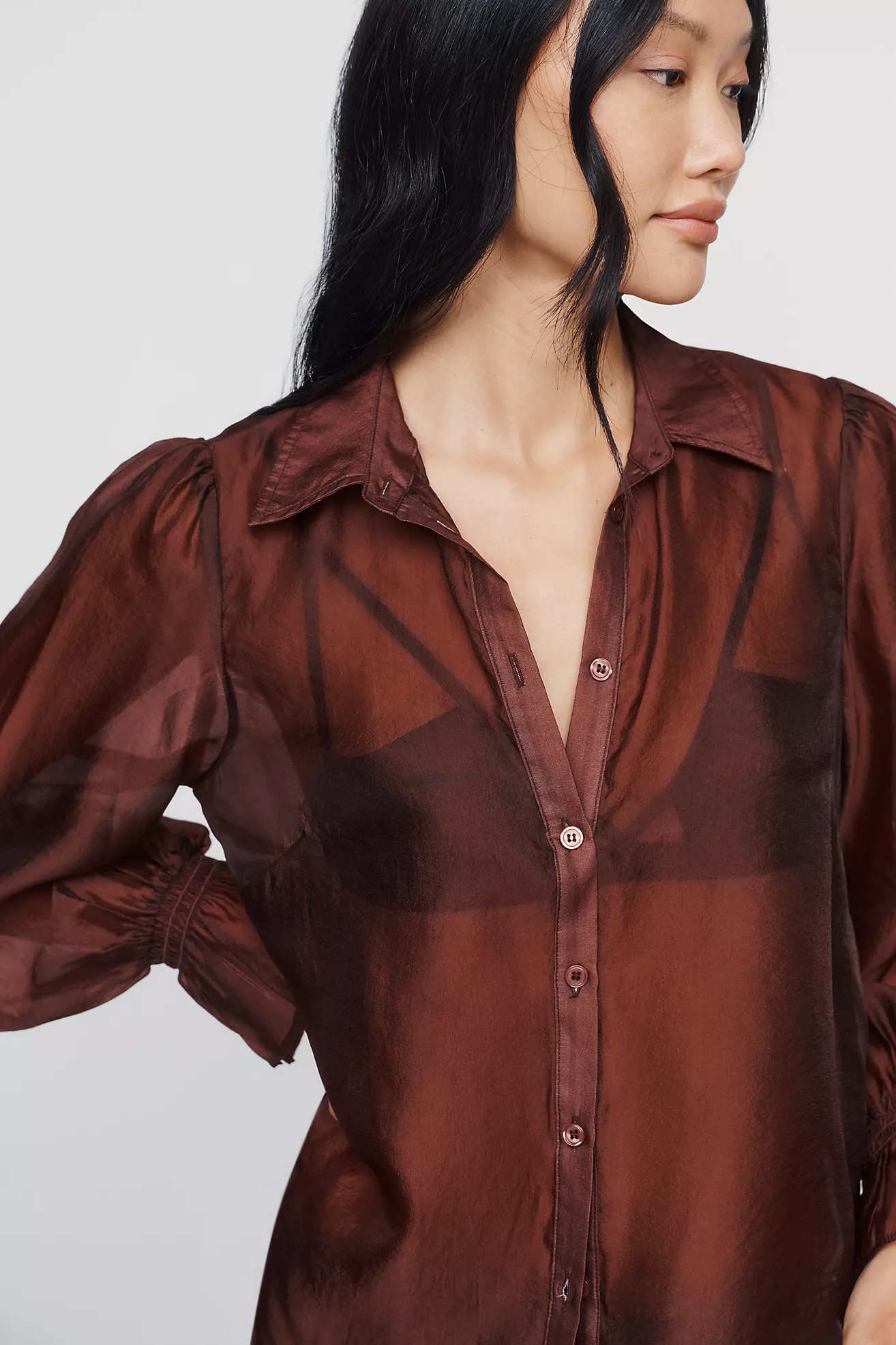 By Anthropologie Sheer Buttondown Blouse | Anthropologie (US)