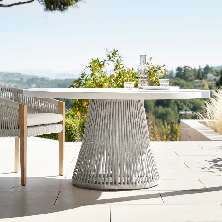 Pasadena Outdoor Fiberstone and Rope Round Dining Table | Williams-Sonoma