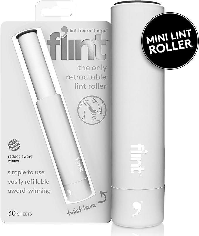 Flint Classic White Retractable Mini Lint Roller with 30 Extra Sticky Sheets, Small and Portable ... | Amazon (US)