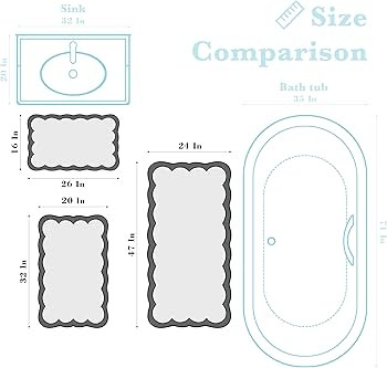 Luxury Microfiber Bathroom Rugs, Beige Sand Scalloped Bath Rug Boho Farmhouse Cute Aesthetic Prep... | Amazon (US)