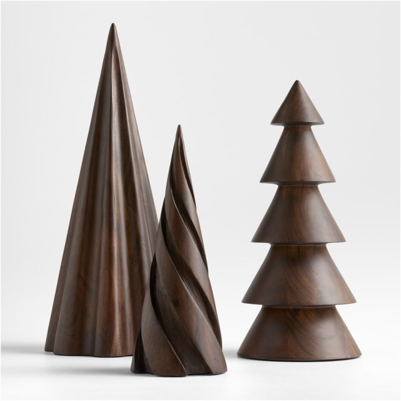 Madeira Walnut Wood Decorative Turned Wood Trees, Set of 3 + Reviews | Crate & Barrel | Crate & Barrel