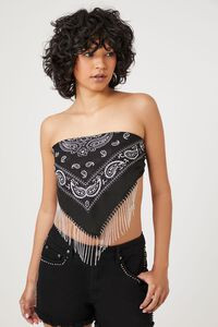 Rhinestone-Fringe Paisley Scarf | Forever 21 (US)