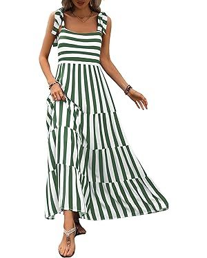 PRETTYGARDEN Womens 2024 Summer Sleeveless Spaghetti Strap Long Floral Maxi Dress Boho A Line Bea... | Amazon (US)