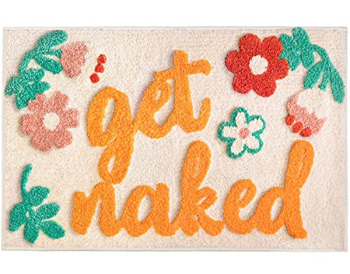 UIOIU Get Naked Bath Mat Pink Bathroom Rugs Funny Cute Bath Mats for Bathroom Decor Soft Microfiber  | Amazon (US)