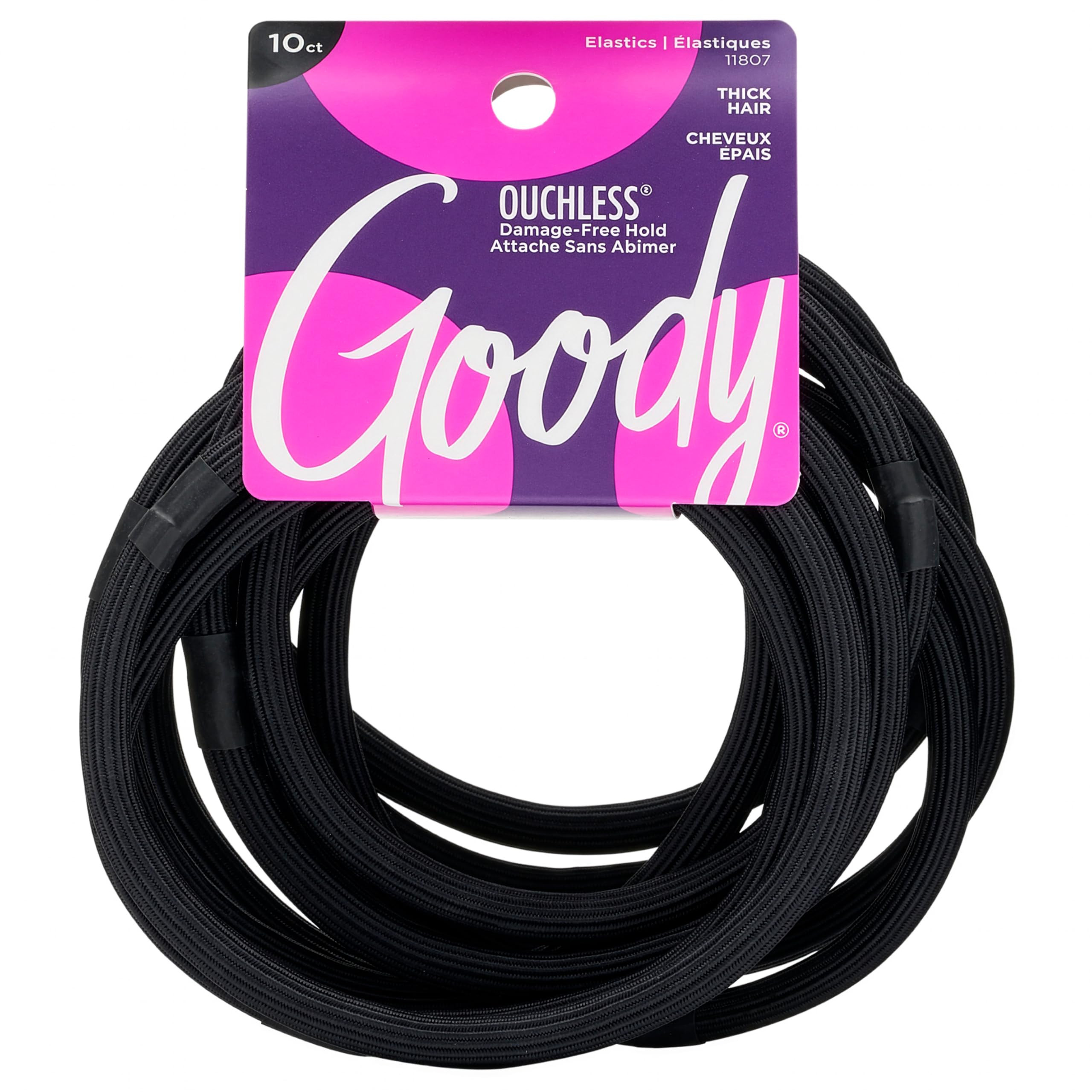 Goody Ouchless XL & Extra Thick Hair Elastics - Black Hair Ties for Women, No Damage, Strong Hold... | Amazon (US)
