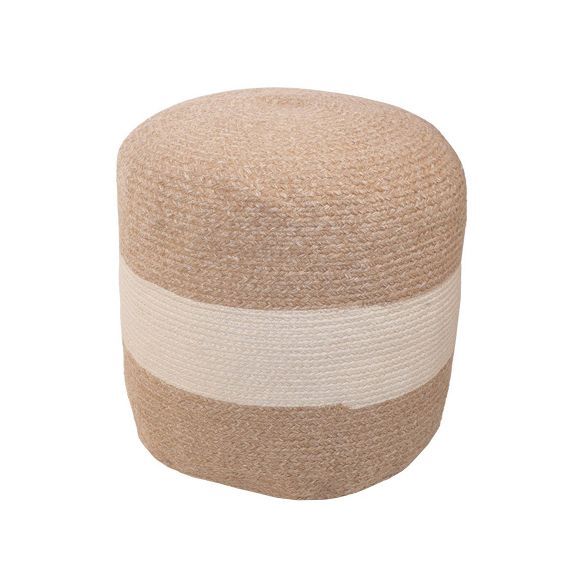 19" x 16" Outdoor Braided Round Pouf White Stripe - Threshold™ designed with Studio McGee | Target