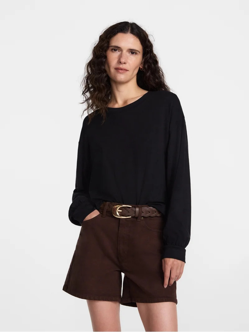 Scenario Women's Oversized Tee with Long Sleeves, Sizes XS-XXXL | Walmart (US)