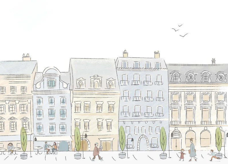 Parisian Street Mural - Nursery Paris Wallpaper | Paris Wall Art | Etsy (US)