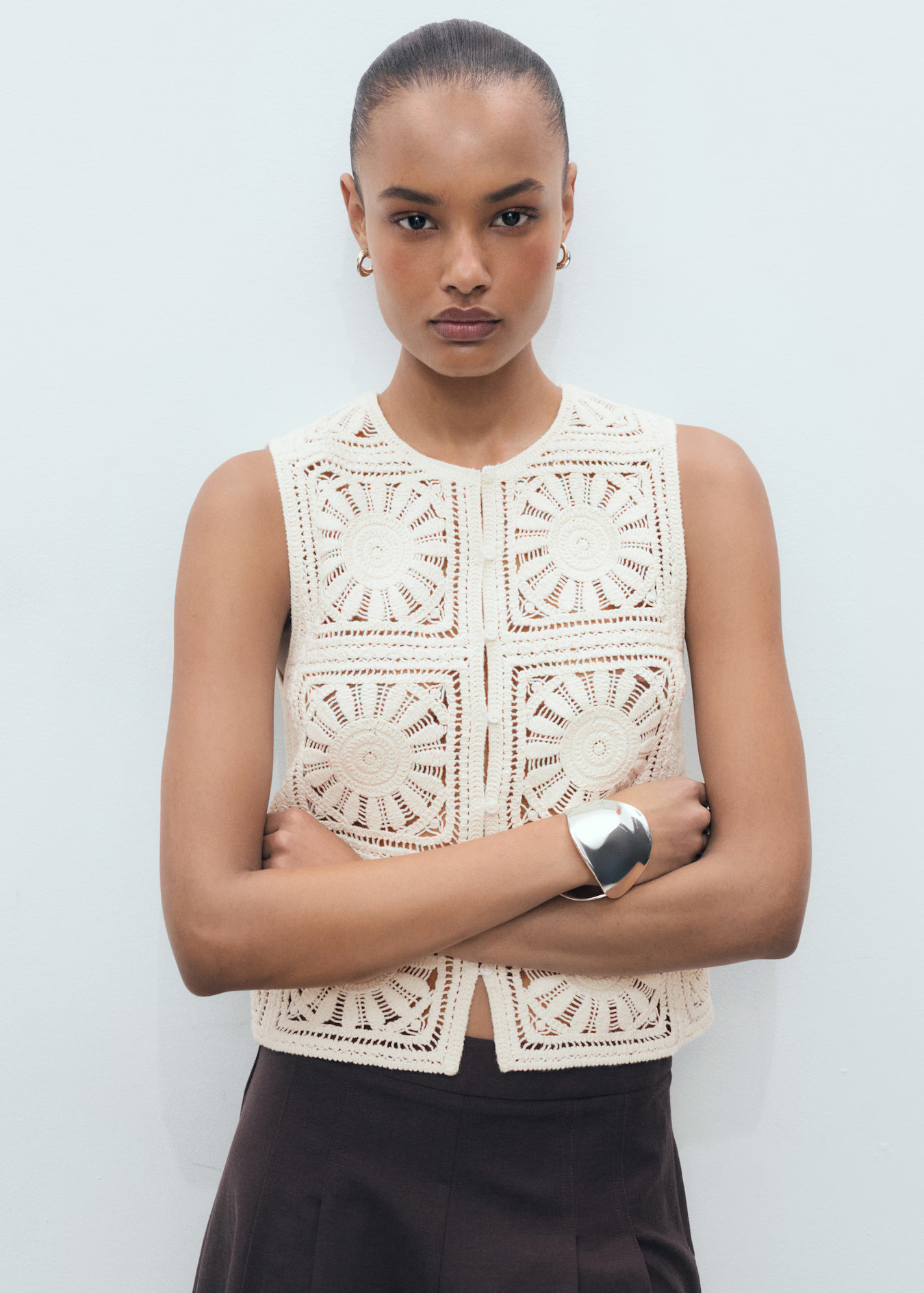 Crochet knitted waistcoat - Women | MANGO USA | Mango (US/MX/AU)