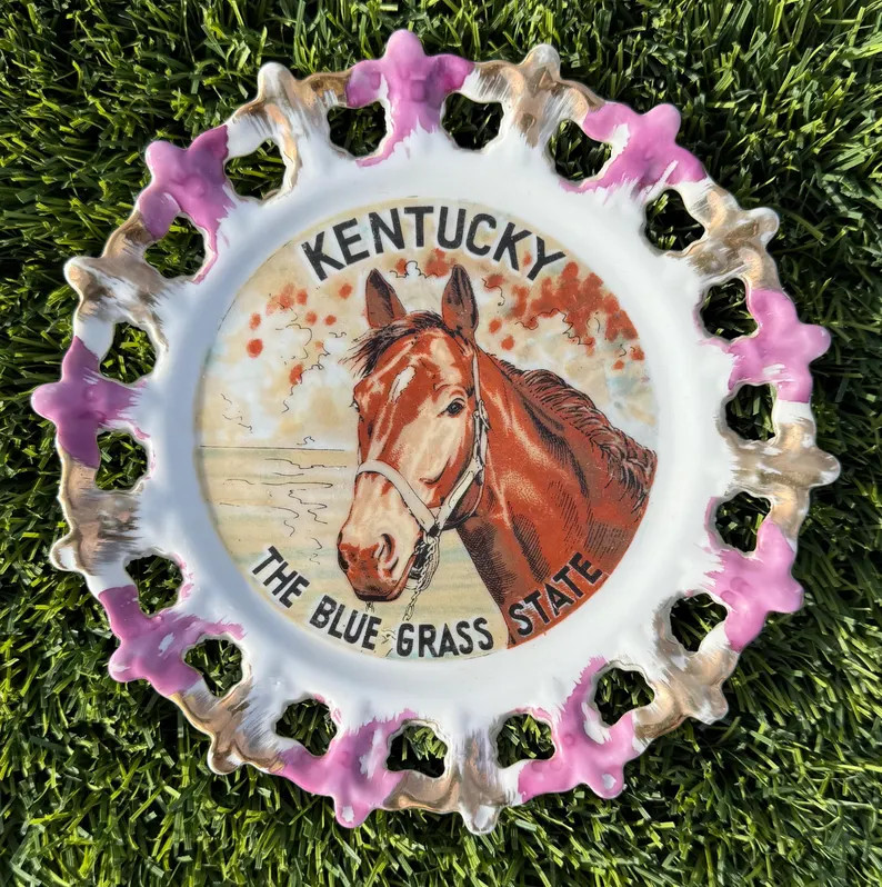 KENTUCKY the Blugrass State, Vintage Decorated Ceramic 8” Hanging Plate Horse Decor Kentucky De... | Etsy (Global)