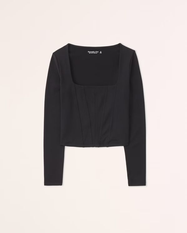 Women's Long-Sleeve Seamless Fabric Corset Top | Women's Tops | Abercrombie.com | Abercrombie & Fitch (US)