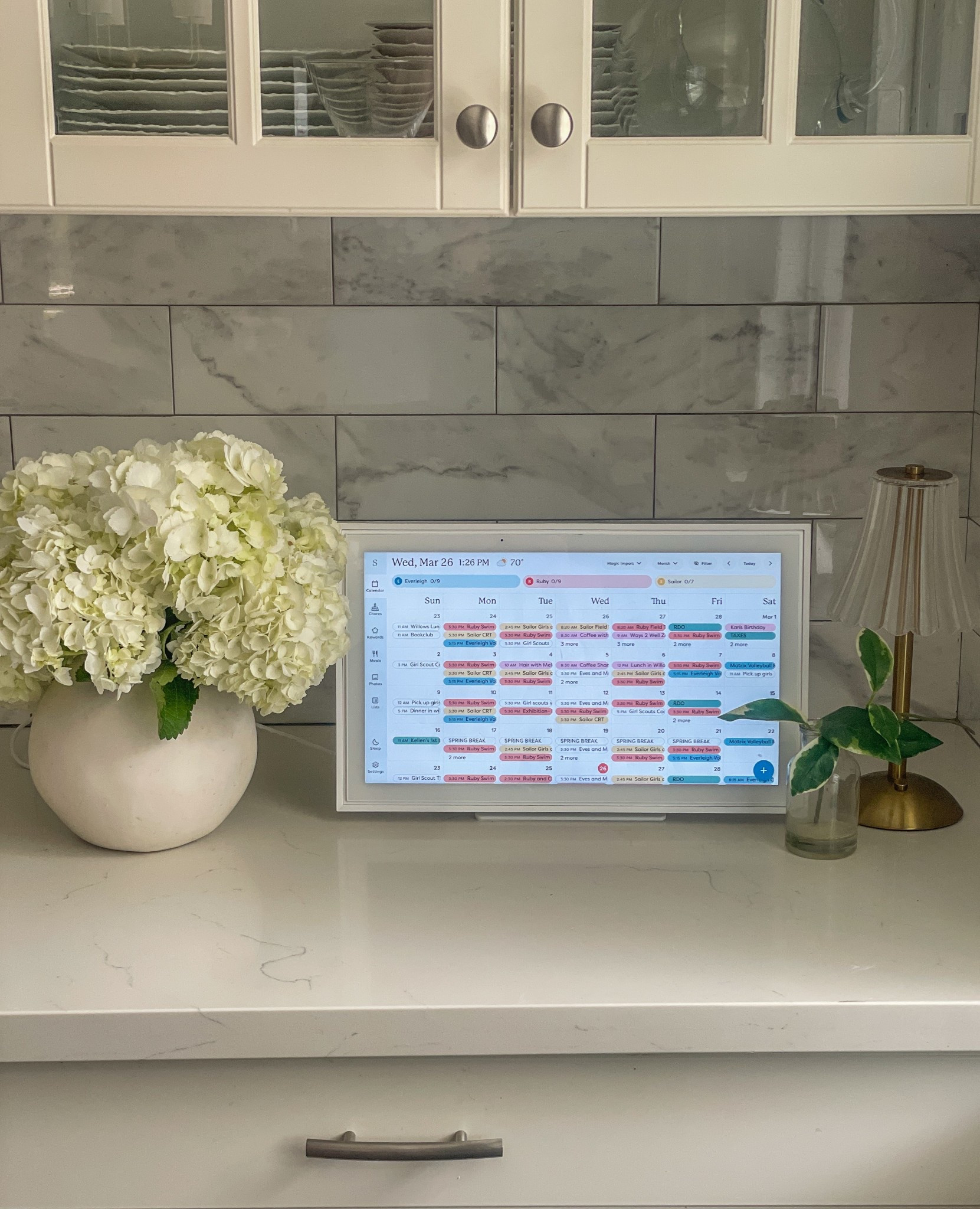 The holy grail of keeping our home organized!! The Skylight shows everyone’s schedules, meal plans for the week, chore charts, and grocery lists… a game changer!! 🤩

#LTKFamily #LTKOver40 #LTKHome