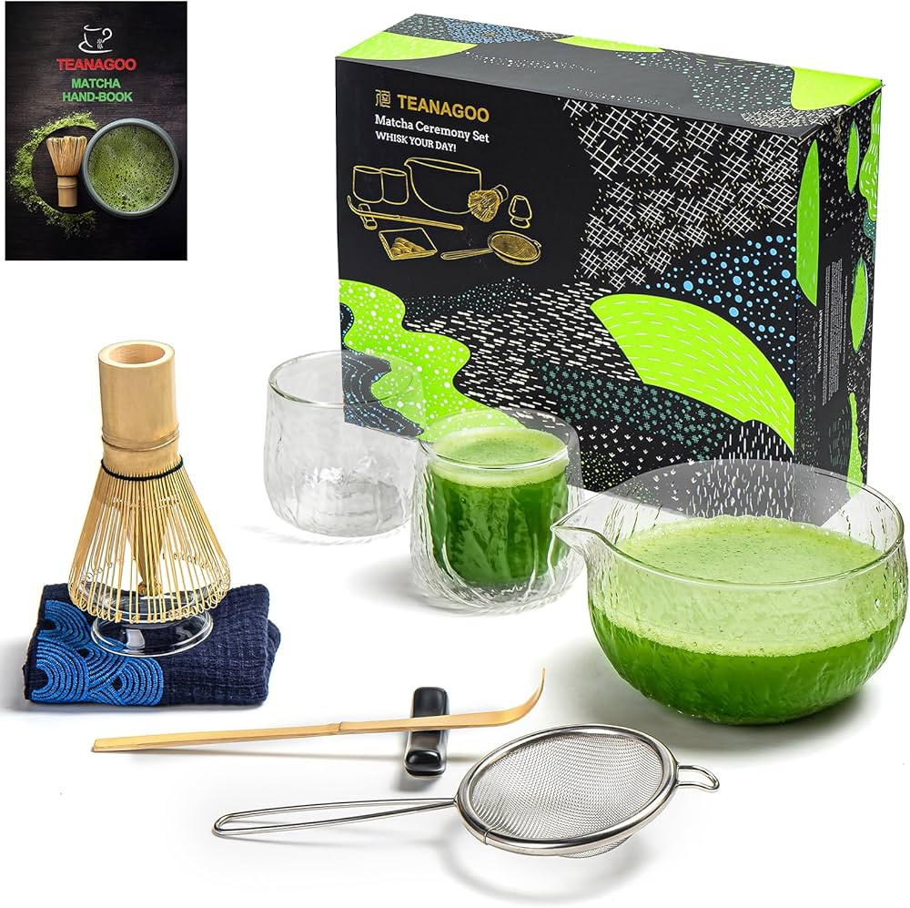 TEANAGOO 7 Pcs+2Cups(5.4oz) Matcha Whisk Set,Matcha Set,Matcha Kit for Ceremony,Matcha Tea Set fo... | Amazon (US)