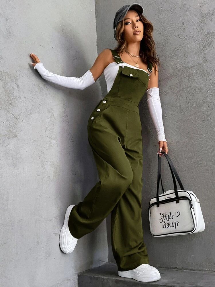 1pc Flap Pocket Overalls | SHEIN