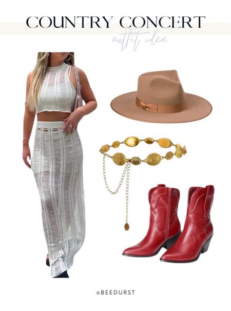 Festival outfit, concert outfit, country concert outfit, cowgirl boots, waist chain belt, matching set, spring outfit

#LTKFestival #LTKstyletip #LTKfindsunder50