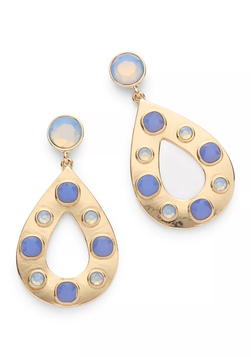 Stone Inlay Oval Orbital Earrings | Belk