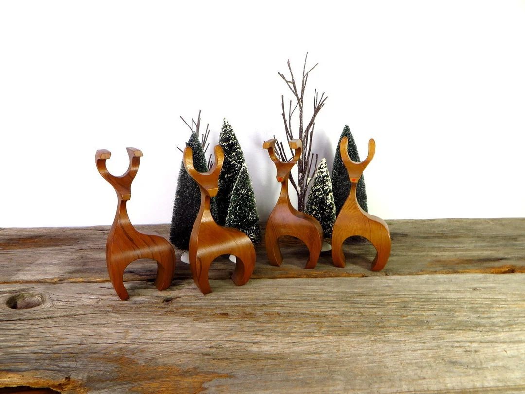 Danish Modern Reindeer Handcrafted Wooden Deer Scandinavian - Etsy | Etsy (US)