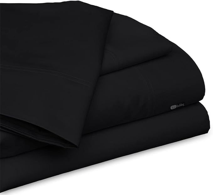 SGI Alaskan King Size Egyptian Cotton Bed Sheets Luxury 600 Thread Count Sheet Set Black Solid Sa... | Amazon (US)