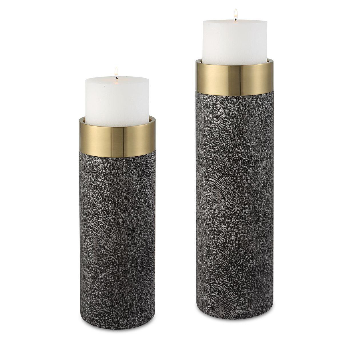 Wessex Grey Candleholders - Set of 2 | Outrageous Interiors + Design
