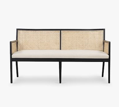 Lisbon Upholstered Cane Dining Bench | Pottery Barn (US)