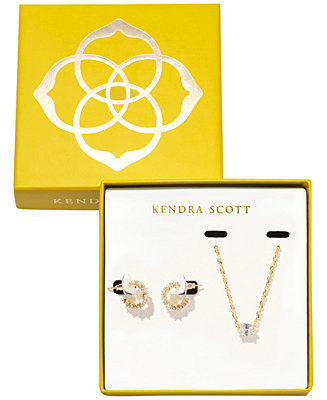 Kendra Scott 2-Piece Cailin Cubic Zirconia Pendant Necklace and Huggie Earrings Gift Set - Macy's | Macy's
