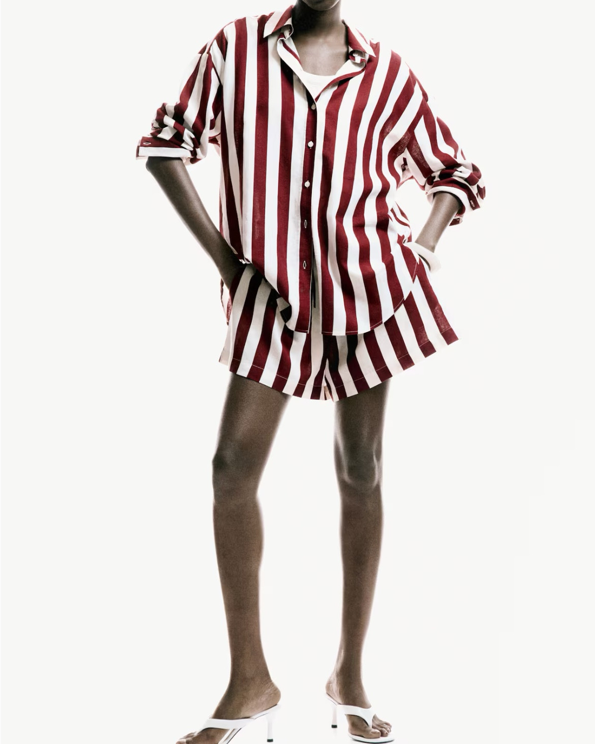 Red and white striped linen shirt and shorts matching set 

#LTKSeasonal