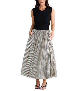 Daphne Striped Sleeveless Crew Neck Maxi Dress | Dillard's