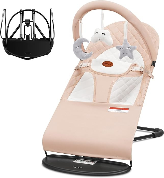 HKAI Baby Bouncer, Portable Baby Bouncer Seat for Babies 0-18 Months, 100% Cotton Fabrics, 3 Mode... | Amazon (US)