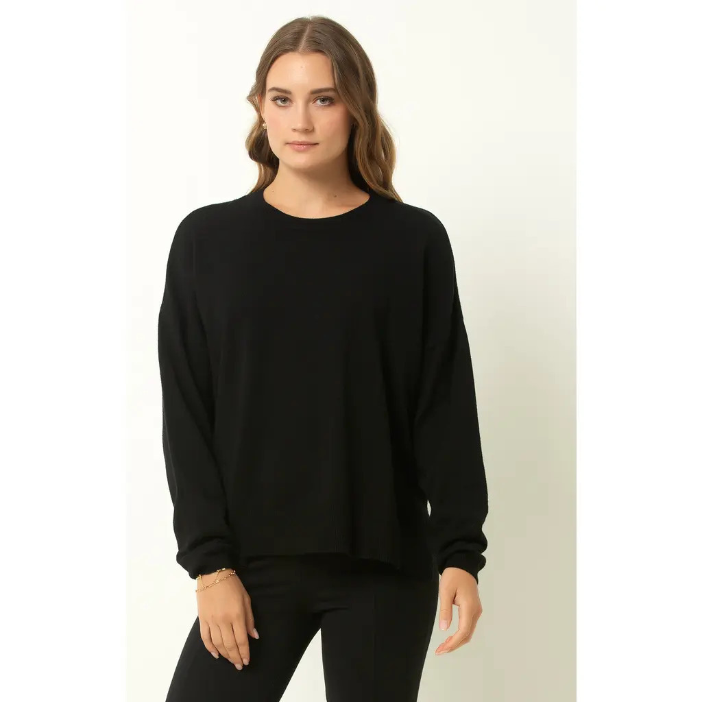 Single Stitch Relaxed Crew Neck Sweater in Black at Nordstrom, Size Small | Nordstrom