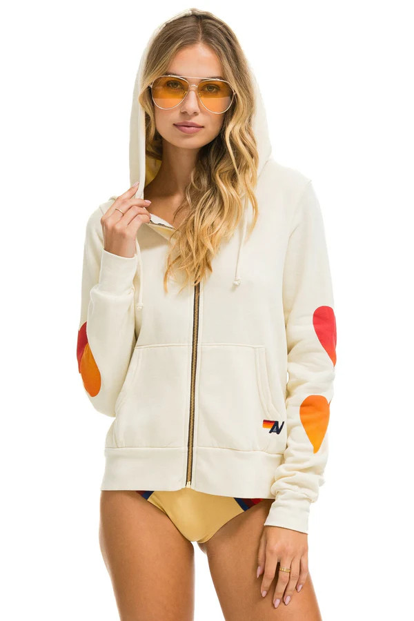 HEART FADE 4 ZIP HOODIE - VINTAGE WHITE | Aviator Nation