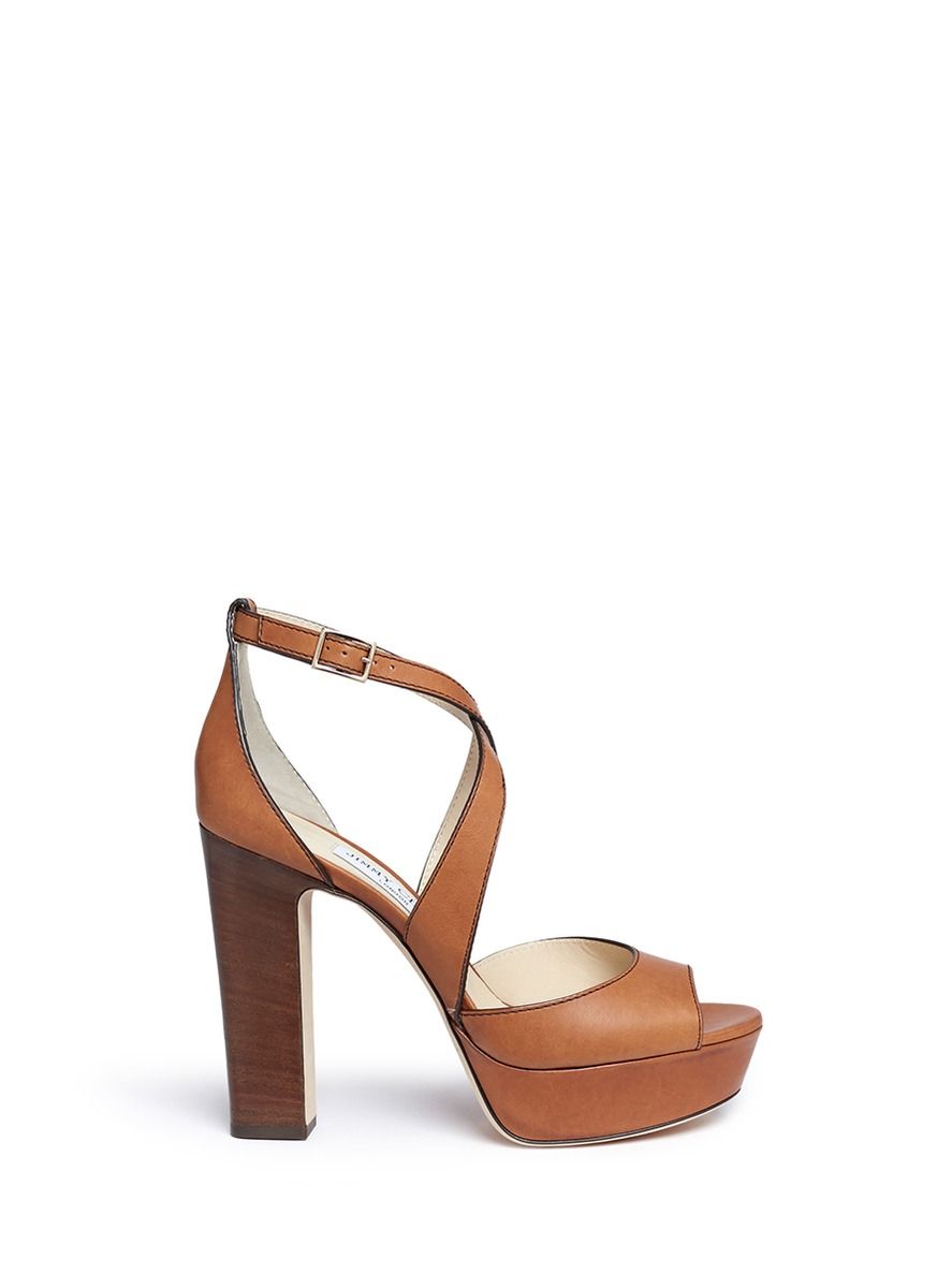 'April 120' cross strap leather platform sandals | Lane Crawford (Global)
