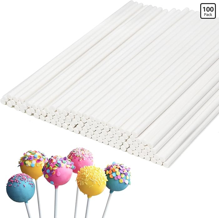 EcoDispose 100 Pcs 6 Inch White Paper Lollipop Sticks，Paper Sucker Sticks for Cupcake Toppers,H... | Amazon (US)