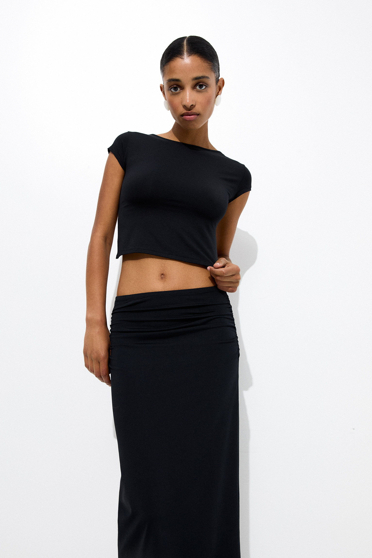 Open back polyamide T-shirt | PULL and BEAR UK