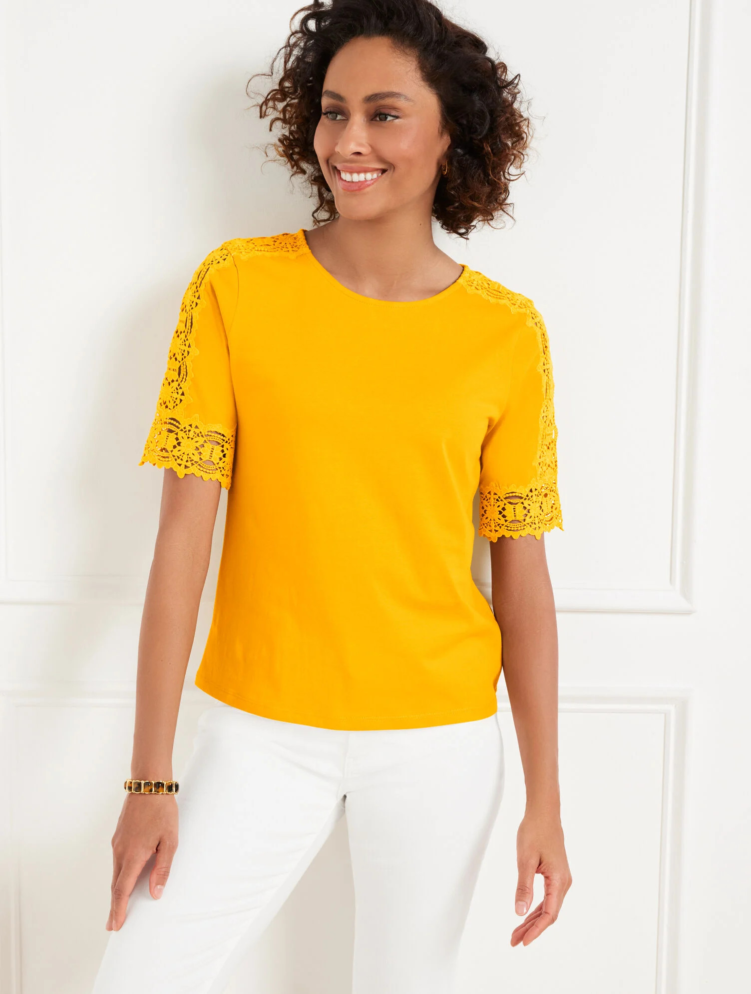 Lace Cuff Crewneck Tee | Talbots
