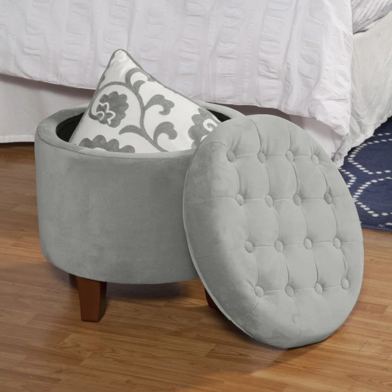 Poteau 19" Tufted Round Storage Ottoman | Wayfair North America