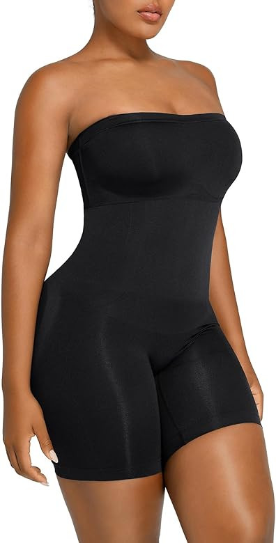 SHAPELLX Women's Shapewear Bodysuits Tummy Control Butt Lifter Body Shaper Strapless Seamless Mid... | Amazon (US)