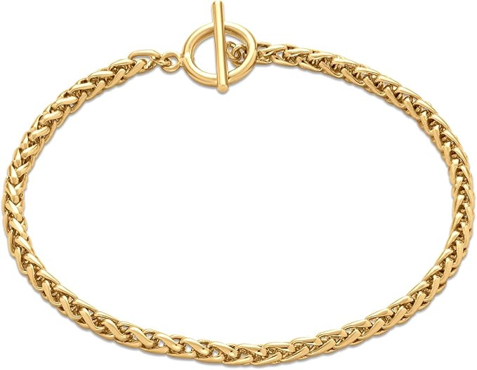 Amazon Essentials 14k Gold Plated or Silver Plated Braided Chain Bracelet 7.5" | Amazon (US)