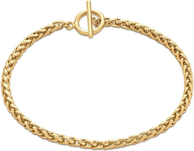 Amazon Essentials 14k Gold Plated or Silver Plated Braided Chain Bracelet 7.5" | Amazon (US)