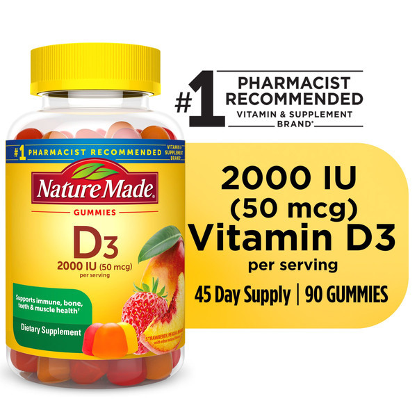 Nature Made Vitamin D3 2000 IU (50 mcg) per serving Gummies - 90 ct | Instacart