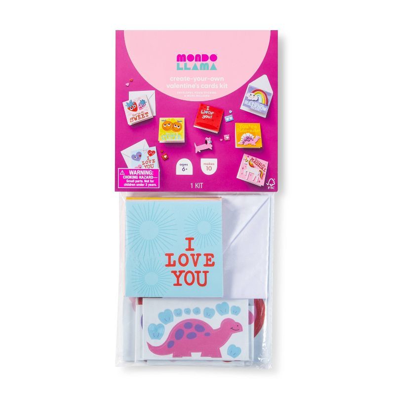 10pc Valentine's Day Create-Your-Own Card Kit - Mondo Llama™ | Target