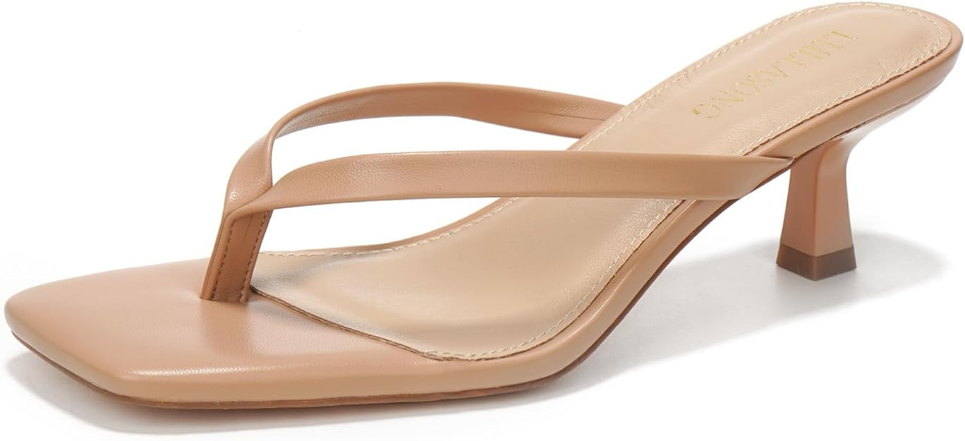 Women's Kitten Heels Sandals Square Open Toe Flip Flop Heels 1.8-2 Inch Heeled Sandals for Women | Amazon (US)