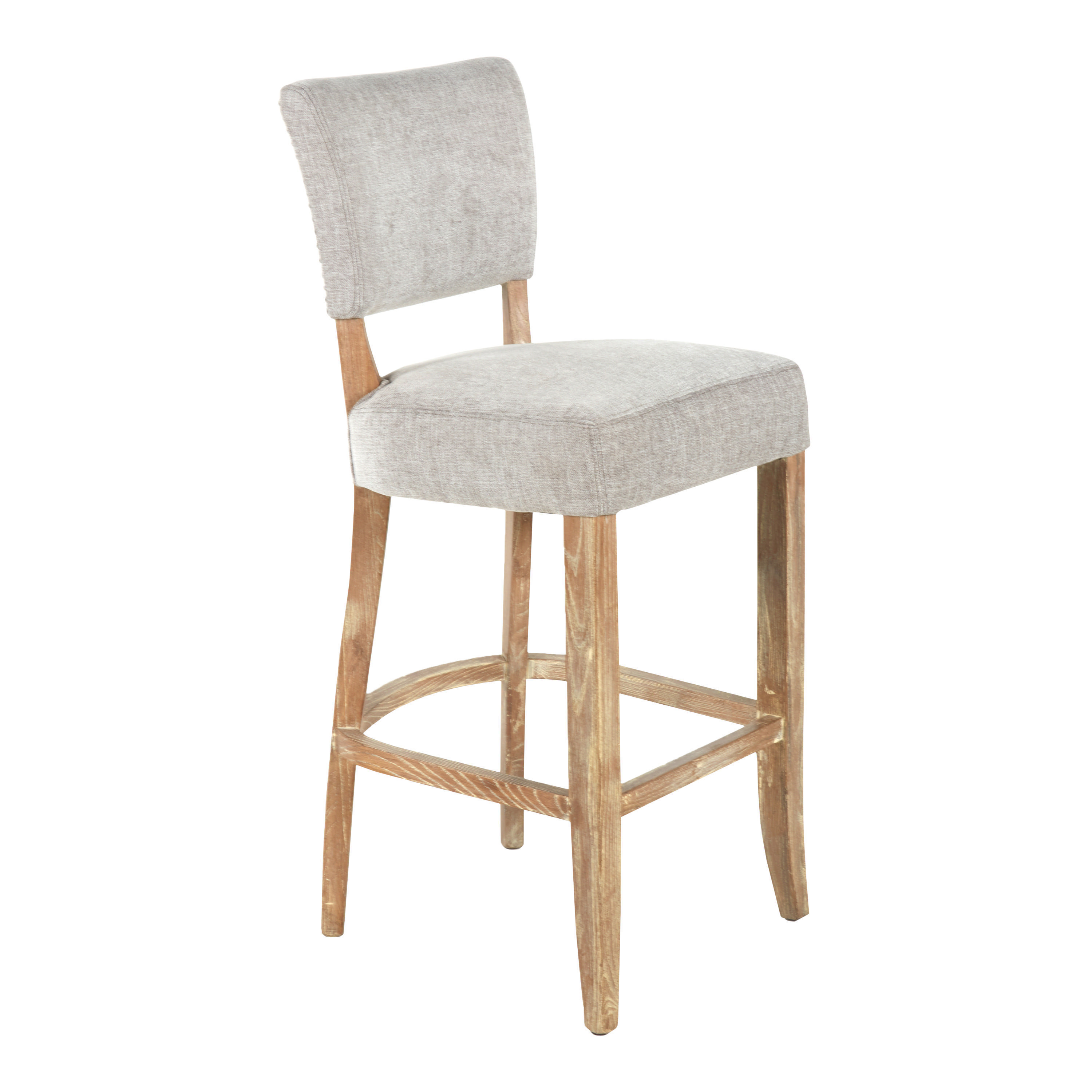 Monroe Gray Wood Upholstered Barstool | World Market