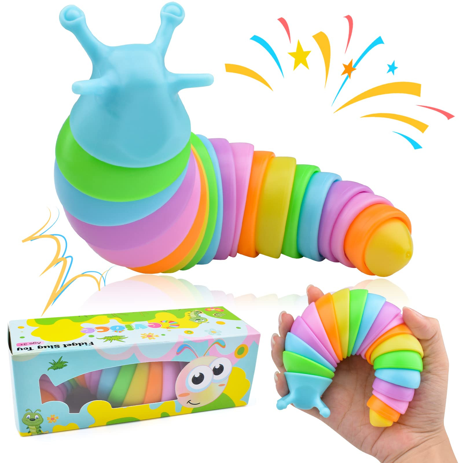 Cevioce Sensory Slug Fidget Toys,Fidget Slug Toys for Adults & Kids Party Favors,1 PC Cute Autism Sensory Toys for Autistic Children,Toddler Easter Basket Essentials Travel Toys for 3+ | Amazon (US)