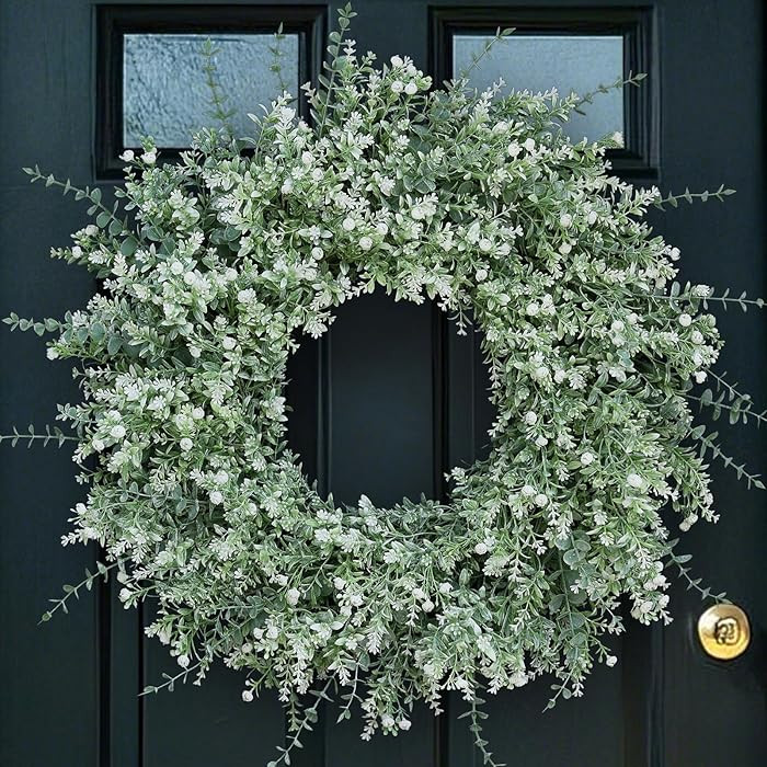 26'' Large Eucalyptus Wreath for Front Door, Porch- Artificial Eucalyptus and Lavender with Babys... | Amazon (US)