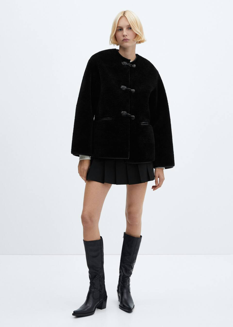 Fur-effect coat with appliqués -  Women | Mango USA | MANGO (US)