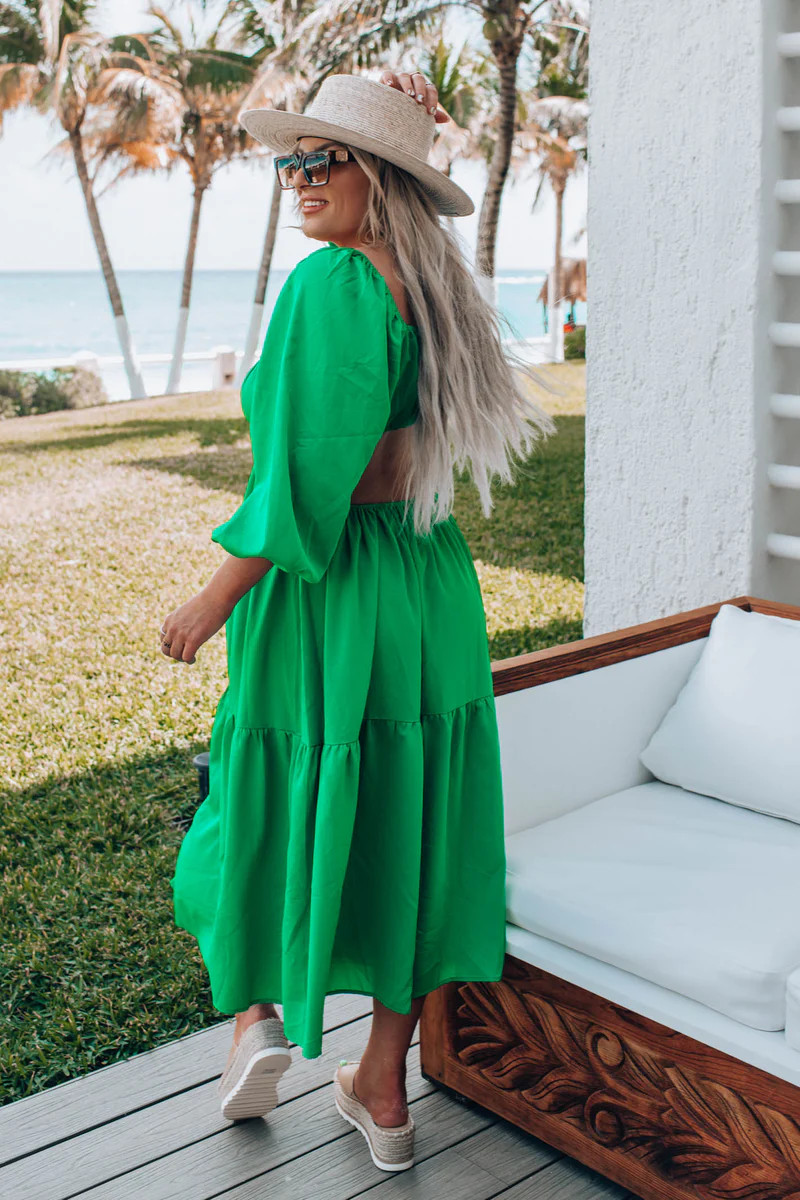Beach Side Cut-Out Tiered Midi Dress | Apricot Lane Boutique