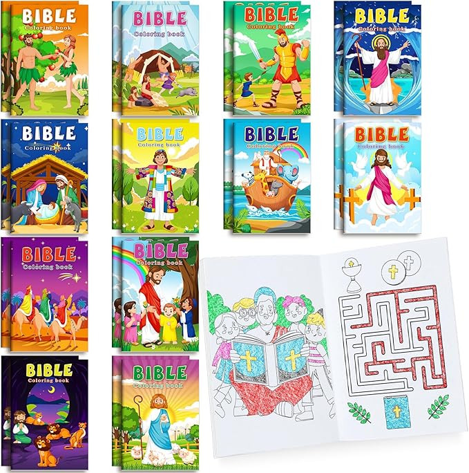 BenLouis 24 Pcs Christian Mini Coloring Books Kids Bible Verse Religious Party Favors Small Activ... | Amazon (US)