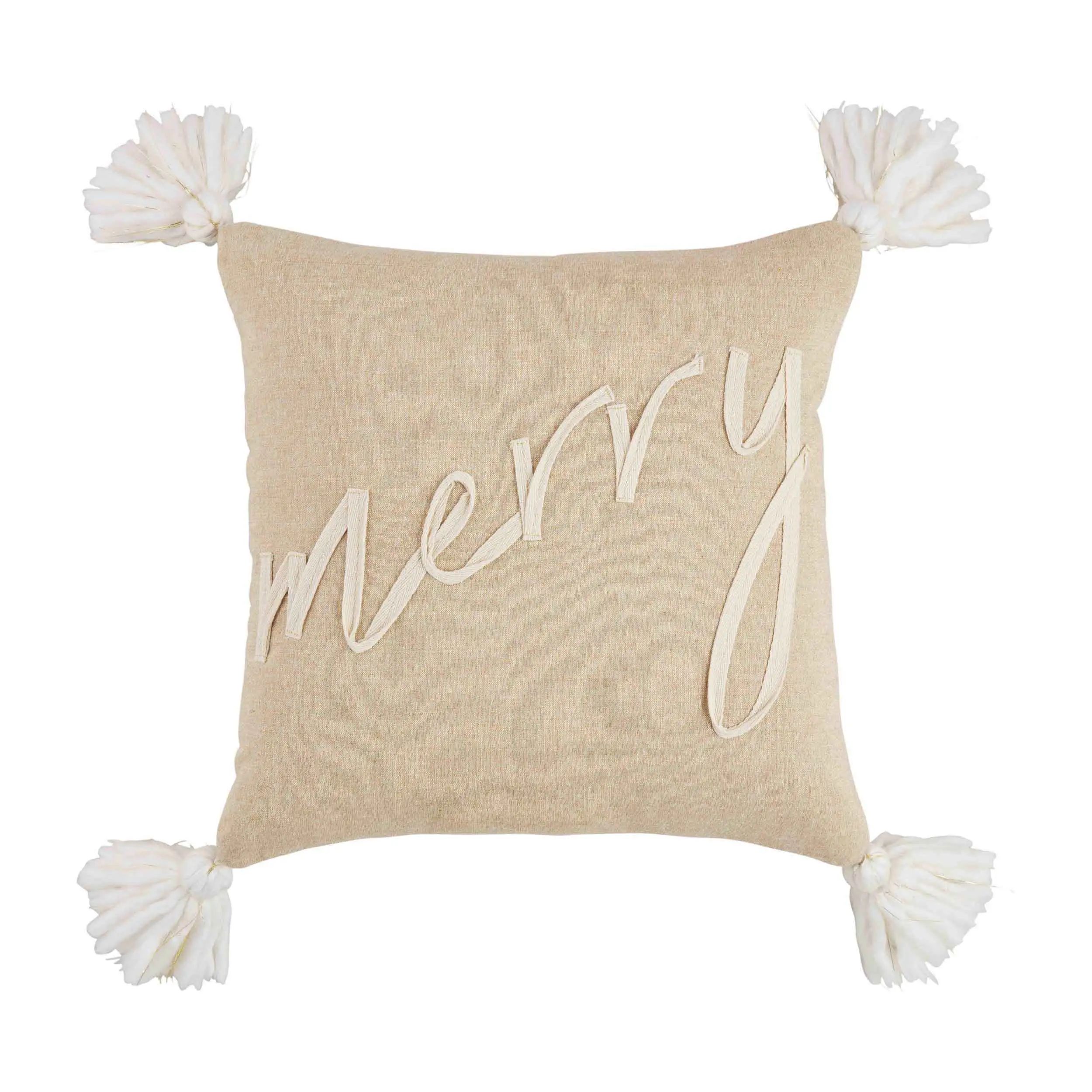 Neutral merry tassel pillow | Mud Pie (US)