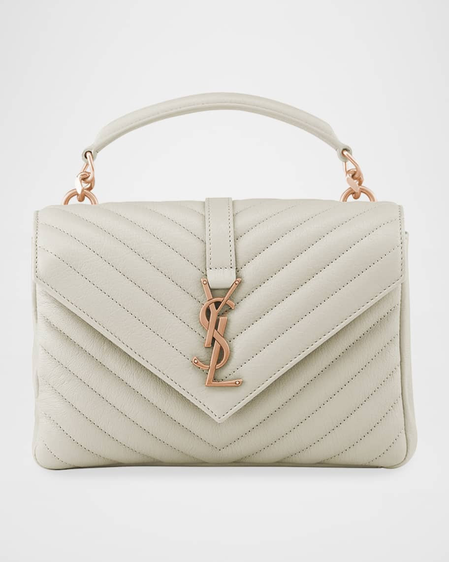 Saint Laurent College Medium YSL Matelasse Lambskin V-Flap Crossbody Bag with Golden Hardware | Neiman Marcus